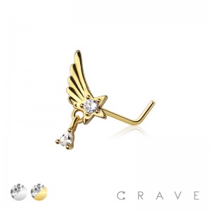 STAR WING 316L SURGICAL STEEL L-SHAPE NOSE STUD